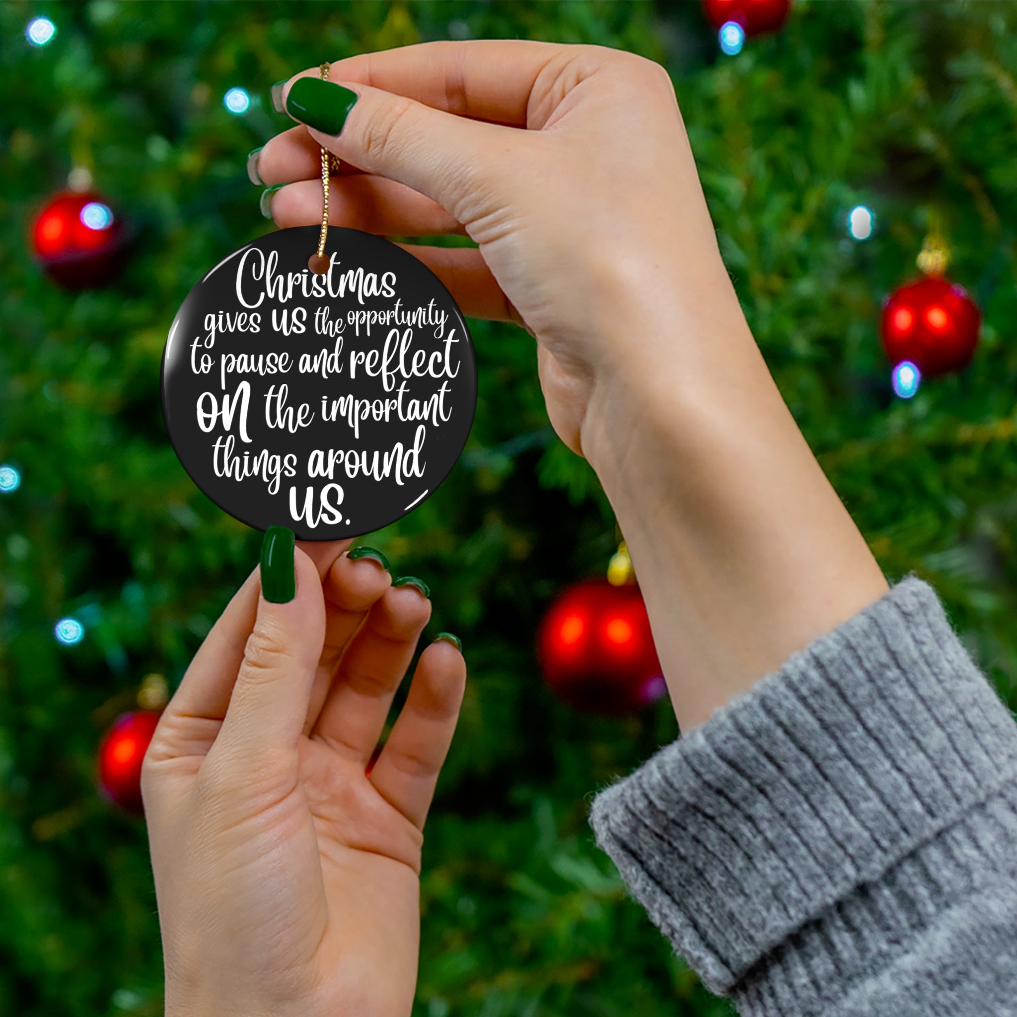Christmas Gives Us Ceramic Disc Ornament      Item #7028619