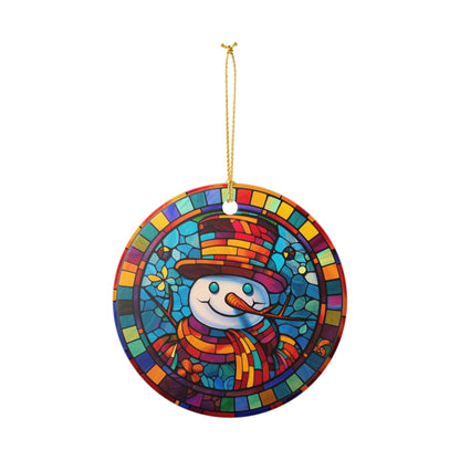 Stained Glass Snowman Ceramic Ornament   Item #61321