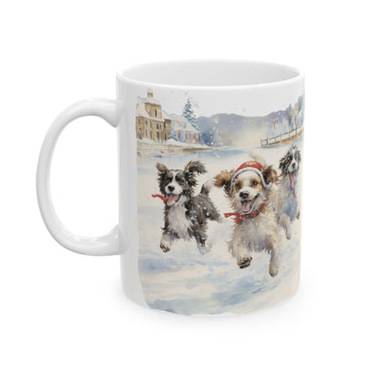 Winter Dogs In Snow Ceramic Mug 11oz  Item #320891