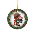 Xmas Kid Ceramic Disc Ornament       Item #325483 - Buckshot's Bargain Barn
