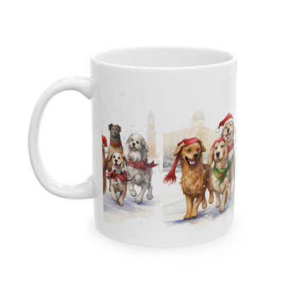 Christmas Dogs Ceramic Mug – Festive Labrador & Golden Retriever Holiday Coffee Cup 11oz  Item #82018