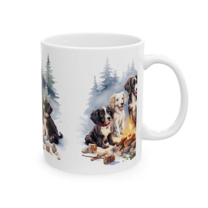 Dog Campfire Ceramic Mug — Cute Puppies by the Fire 11oz  Item #444698