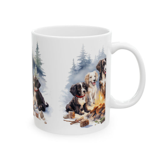 Dog Campfire Ceramic Mug — Cute Puppies by the Fire 11oz  Item #444698