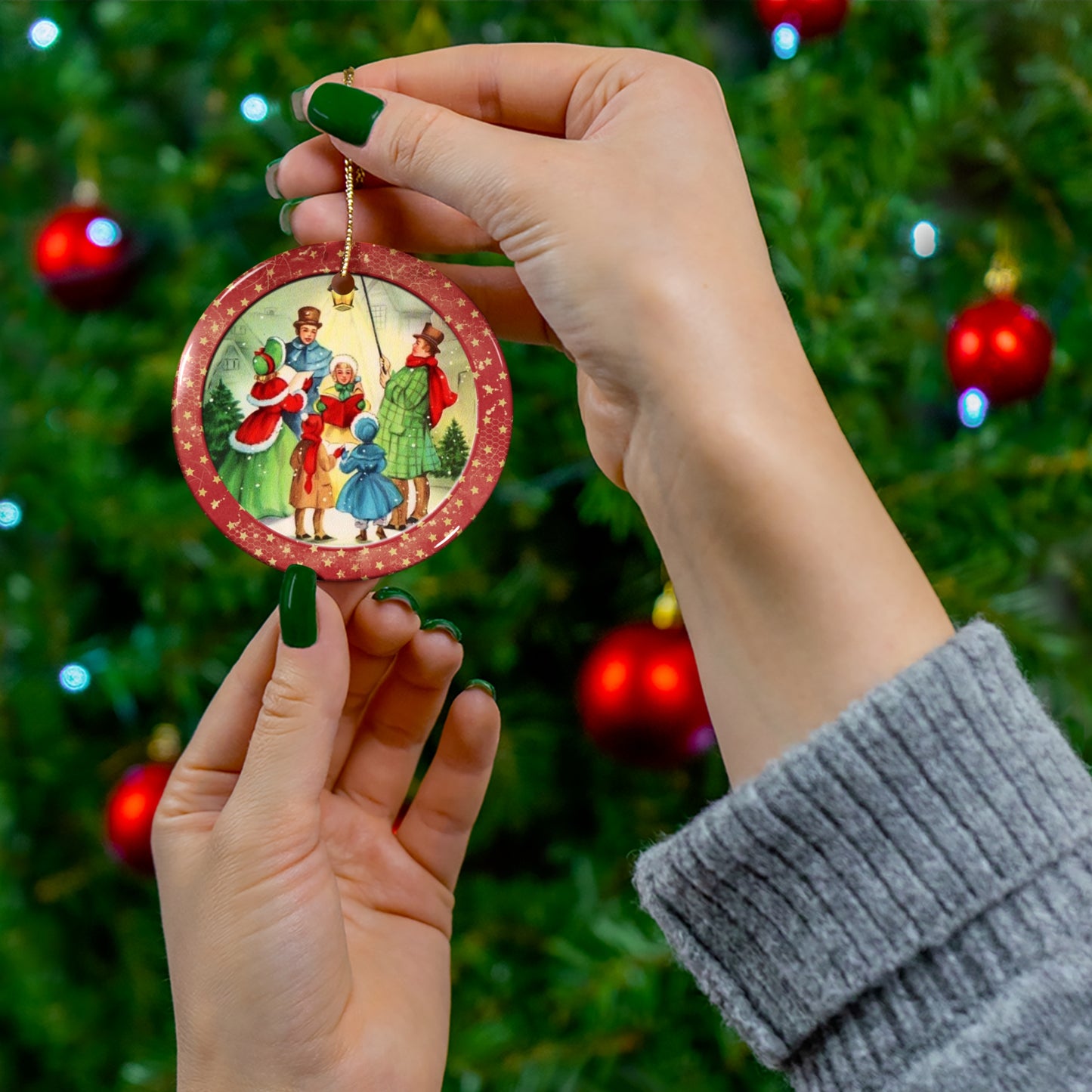 Christmas Carolers Ceramic Disc Ornament     Item #3802379