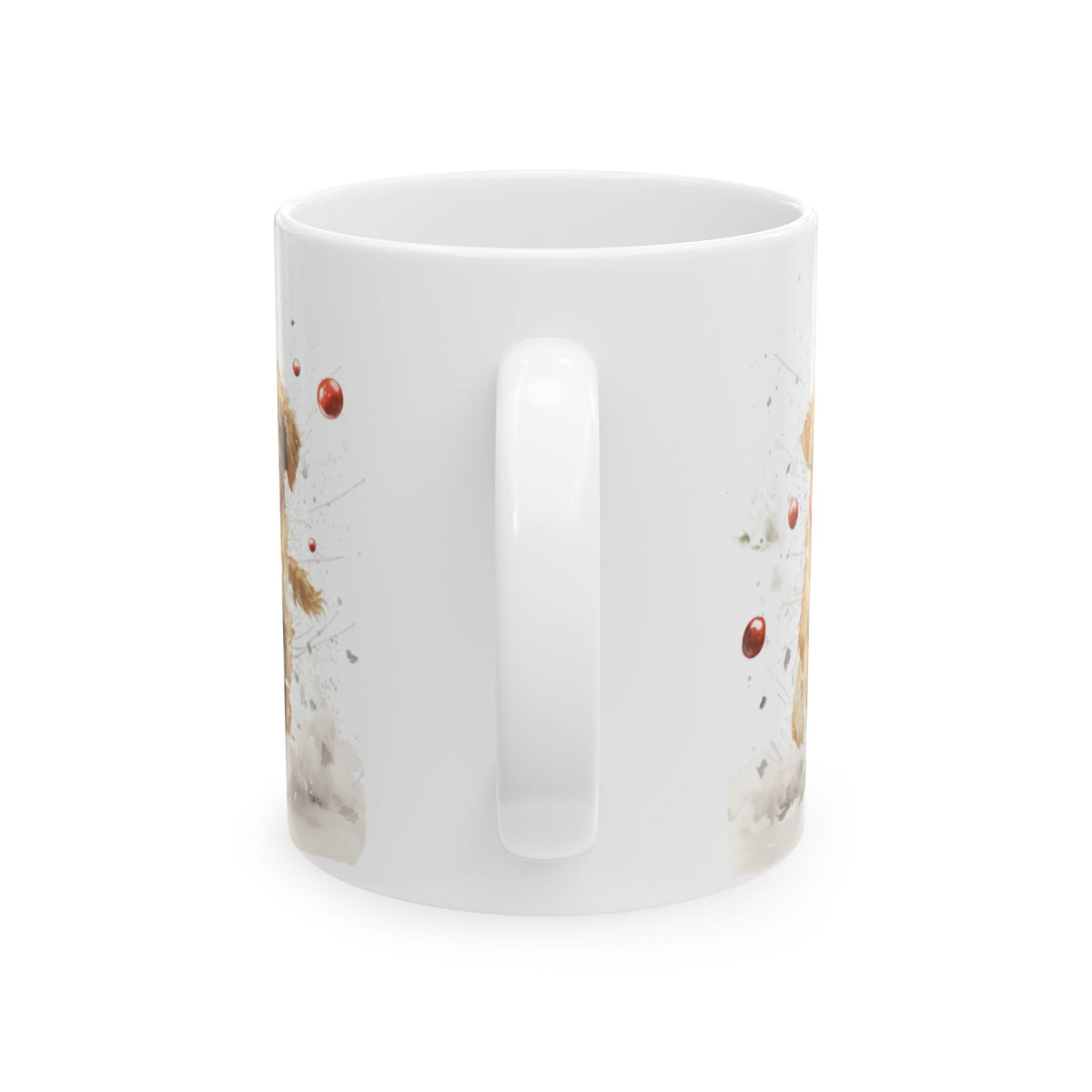 Playful Dogs Red Berry Christmas Ceramic Mug 11oz   Item #439414