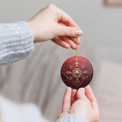 Red Ornate Mandala Ceramic Ornament    Item #847489