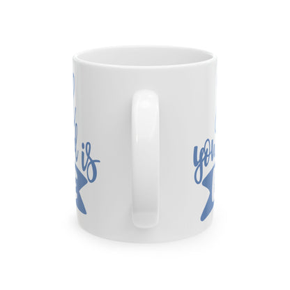 Ceramic Mug - "All You Need Is Love... and a Dog" Blue Paw Print Coffee Mug 11oz   Item #688152