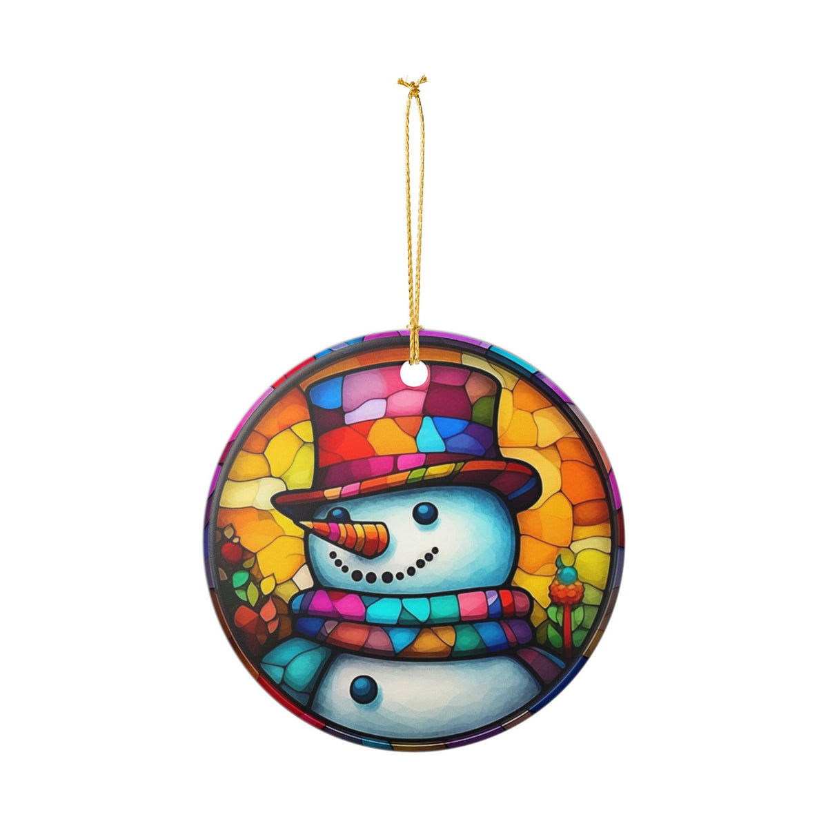 Colorful Snowman Ceramic Ornament   Item #659542