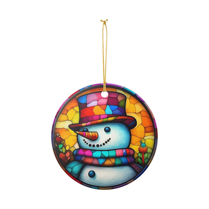 Colorful Snowman Ceramic Ornament   Item #659542