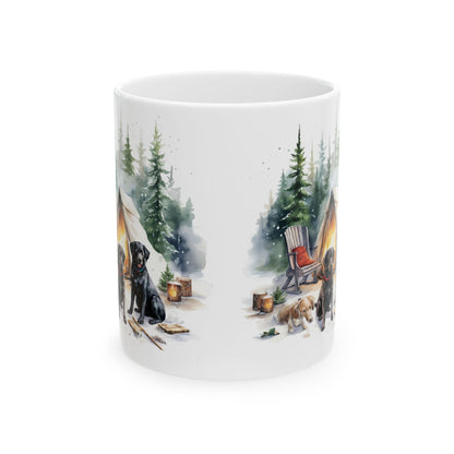 Cozy Winter Camping Black Dogs Ceramic Mug  11oz  Item #147289