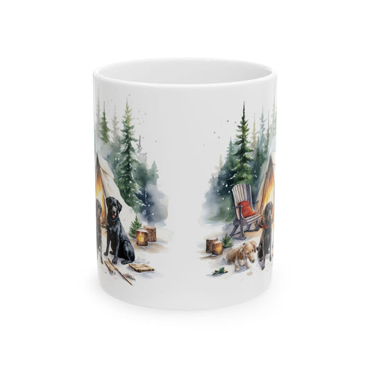 Cozy Winter Camping Black Dogs Ceramic Mug  11oz  Item #147289