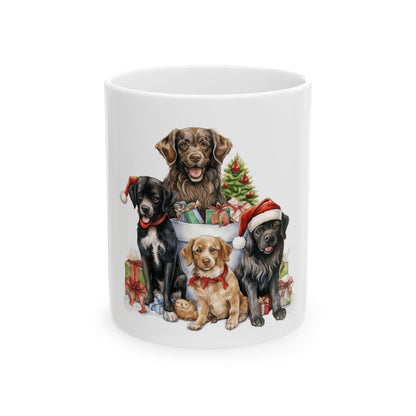 Christmas Dog Mug – Festive Puppy in Santa Hat Ceramic Coffee Cup 11oz   Item #82437