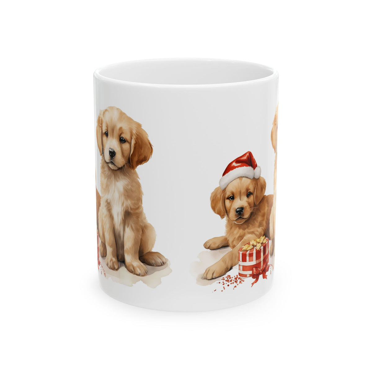 Cute Puppies With Presents Christmas Ceramic Mug 11oz  Item #789603