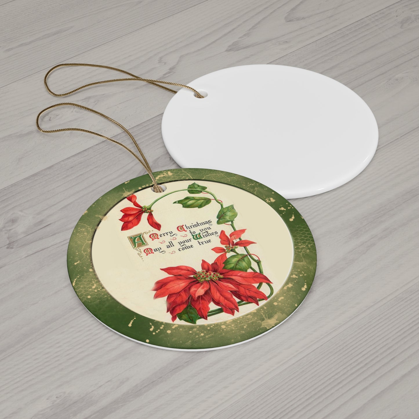 Poinsette Ceramic Disc Ornament      Item #3264877