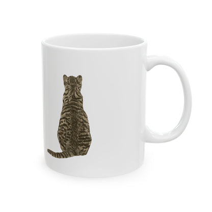 Tabby Cat Ceramic Mug — Cute Sitting Cat Coffee Tea Cup 11oz    Item #1250
