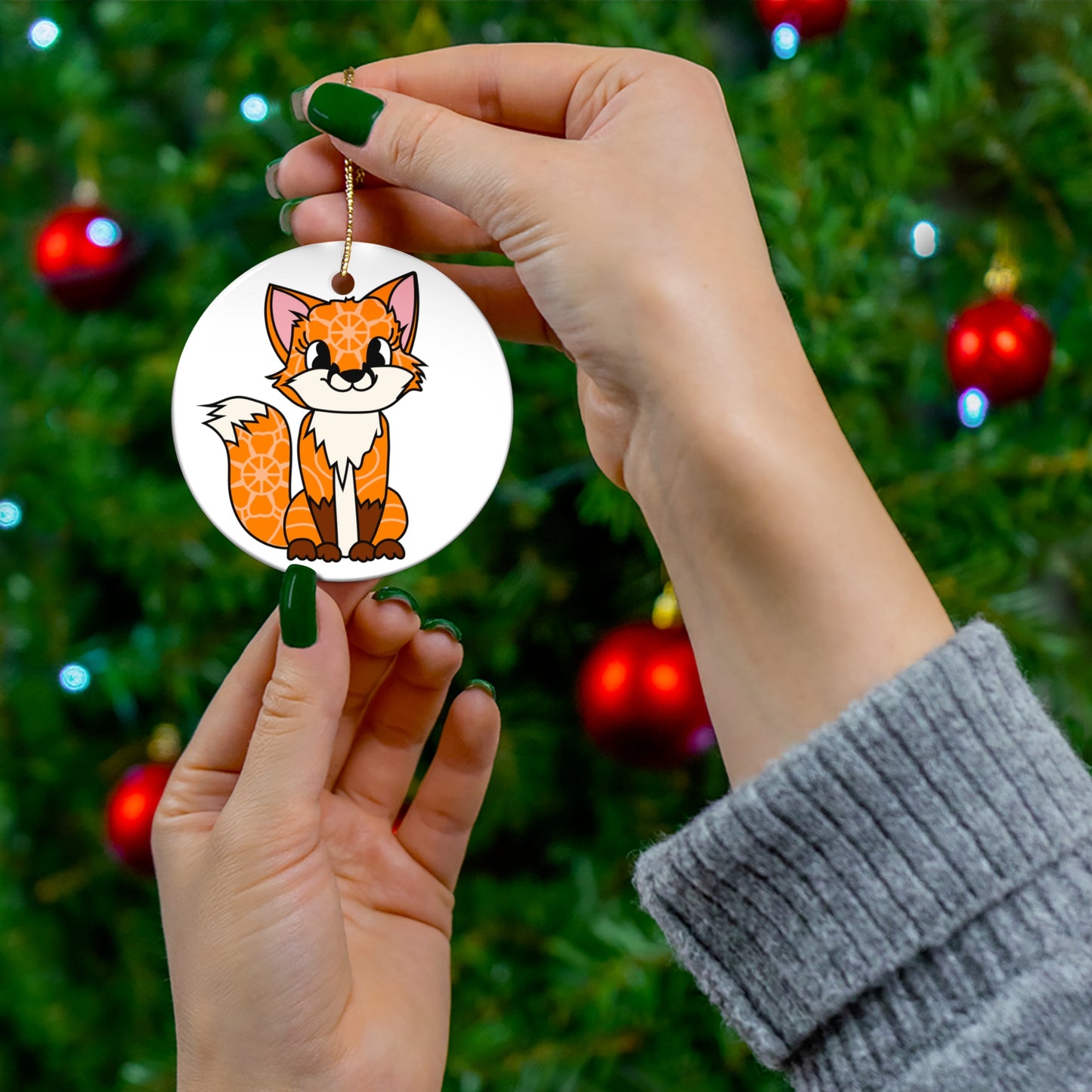 Fox Ceramic Disc Ornament        Item #1952718