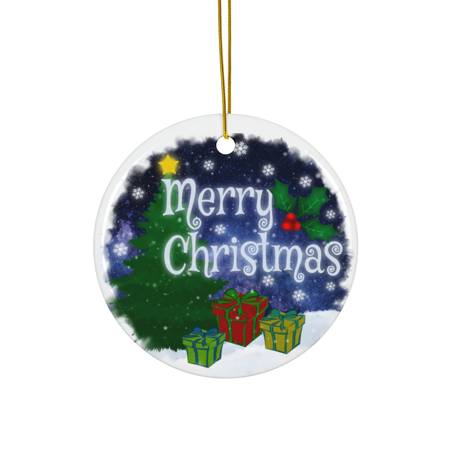 Merry Christmas Ceramic Disc Ornament     Item #7220348