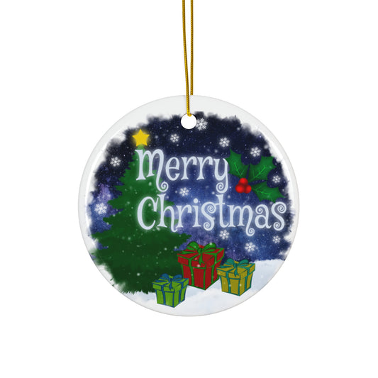 Merry Christmas Ceramic Disc Ornament     Item #7220348