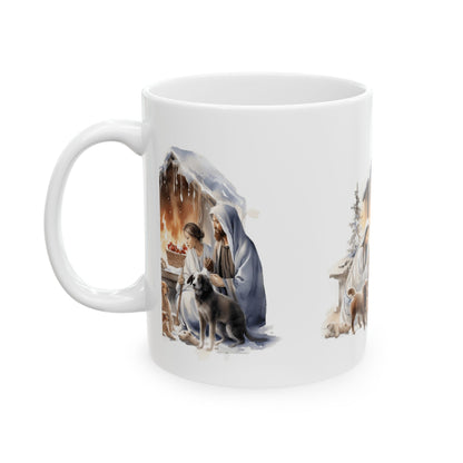 Nativity Scene Ceramic Mug — Christmas Holy Family Coffee Cup 11oz Item #762136