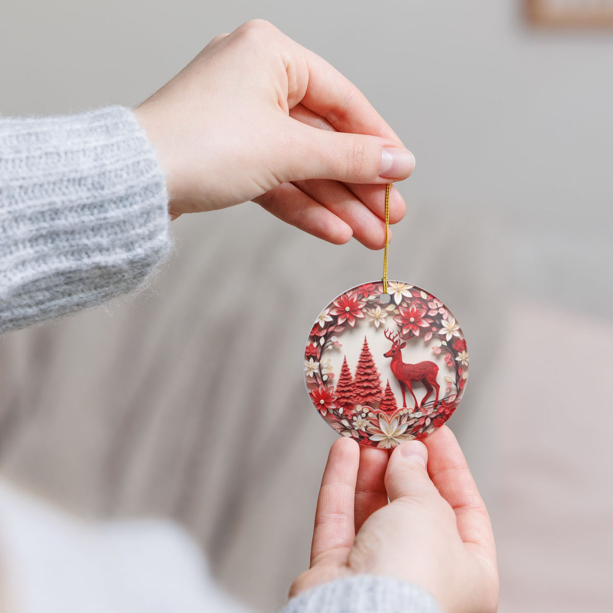 Red Reindeer Christmas Ornament   Item #384235