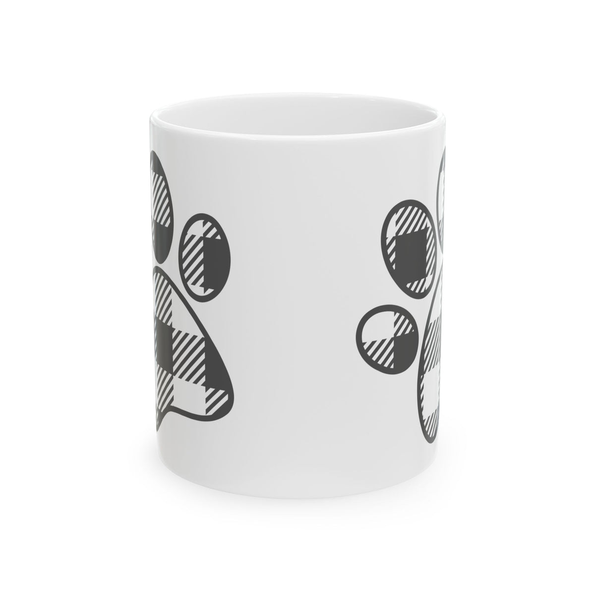 Paw Print Ceramic Mug - Cute Black Sketch Dog & Cat Paw Coffee Cup 11oz   Item #342243