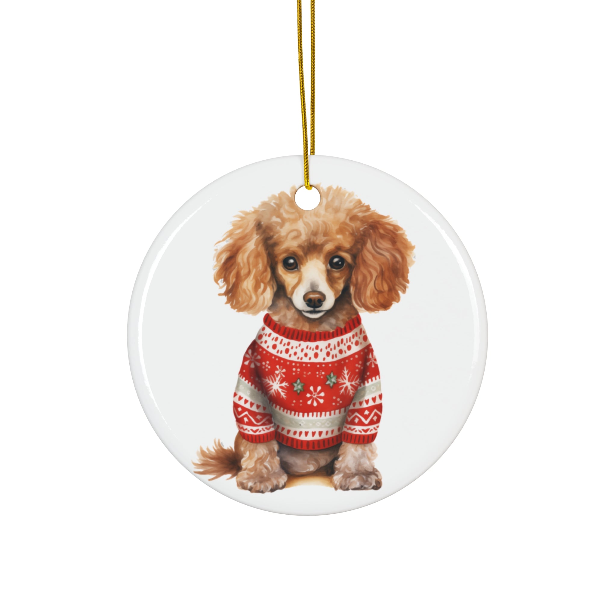 Christmas Dog With Christmas Sweater Ceramic Disc Ornament           Item #1671729