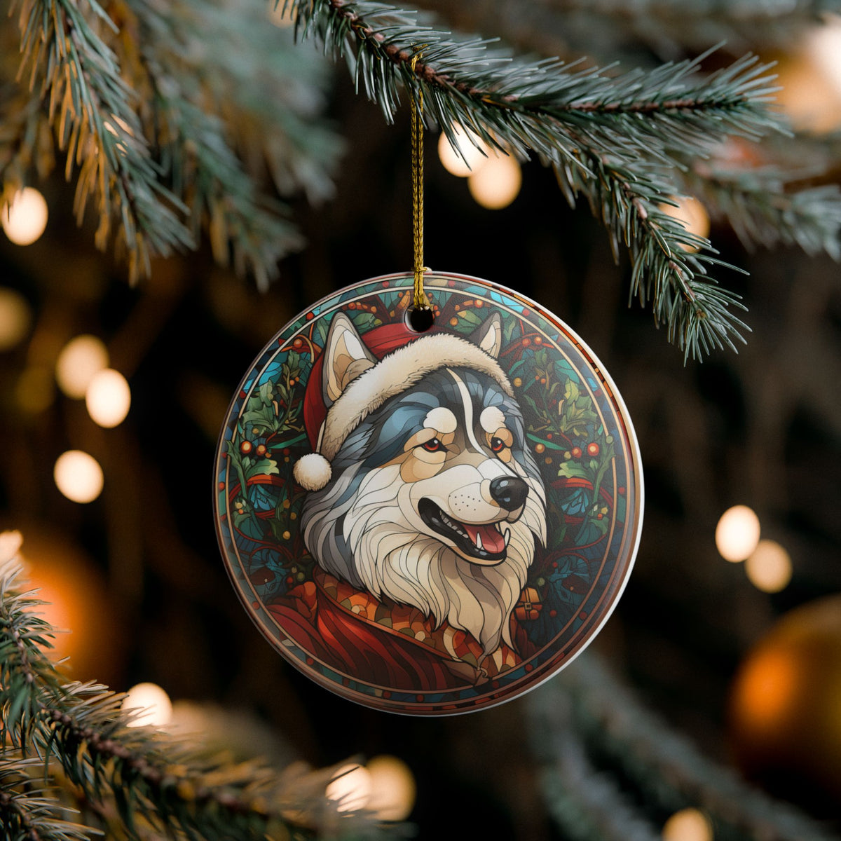 Alaskan Malamute Dog Christmas Ceramic Ornament Item #71275