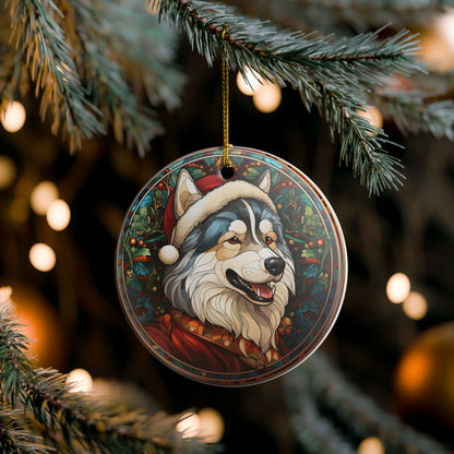 Alaskan Malamute Dog Christmas Ceramic Ornament Item #71275