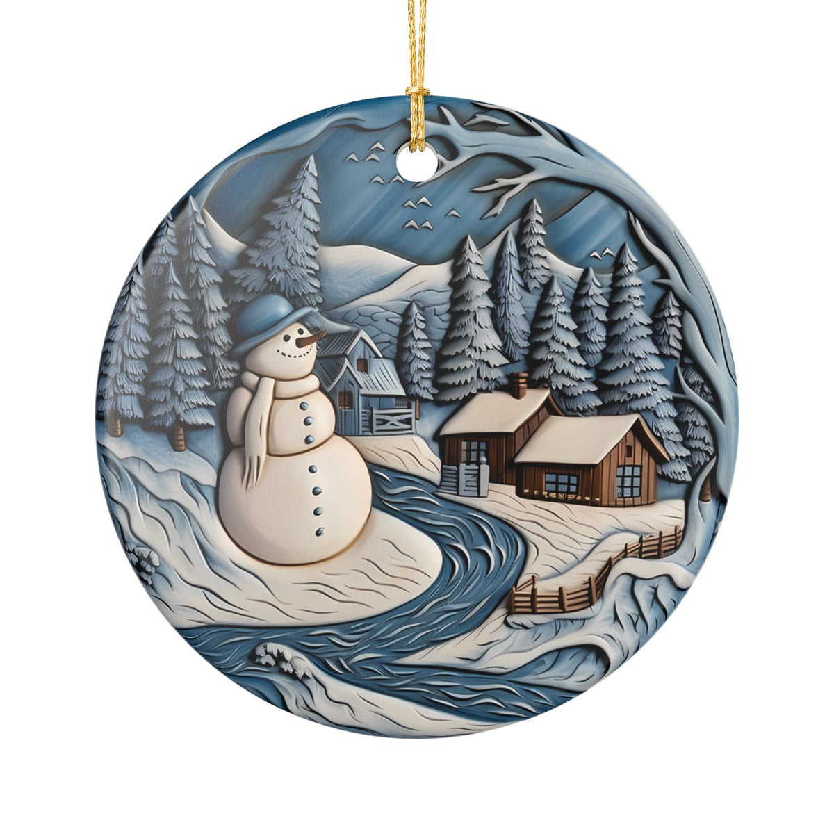 Winter Wonderland Snowman Ceramic Ornament    Item #17256