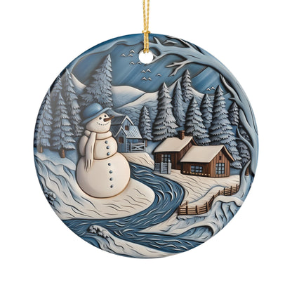 Winter Wonderland Snowman Ceramic Ornament    Item #17256