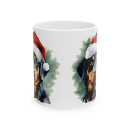Cute Christmas Dog with Santa Hat Christmas Mug 11oz   Item #218005