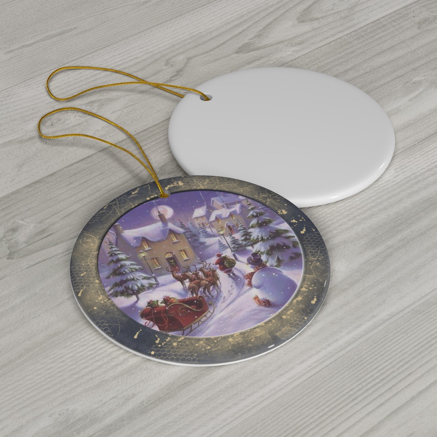 Winter Scene Ceramic Disc Ornament       Item #8016505