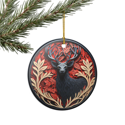 Ceramic Deer Ornament – Woodland Forest Christmas Decoration   Item #768946