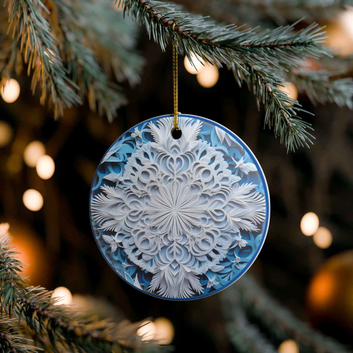 Blue Snowflake Ceramic Ornament   Item #256499