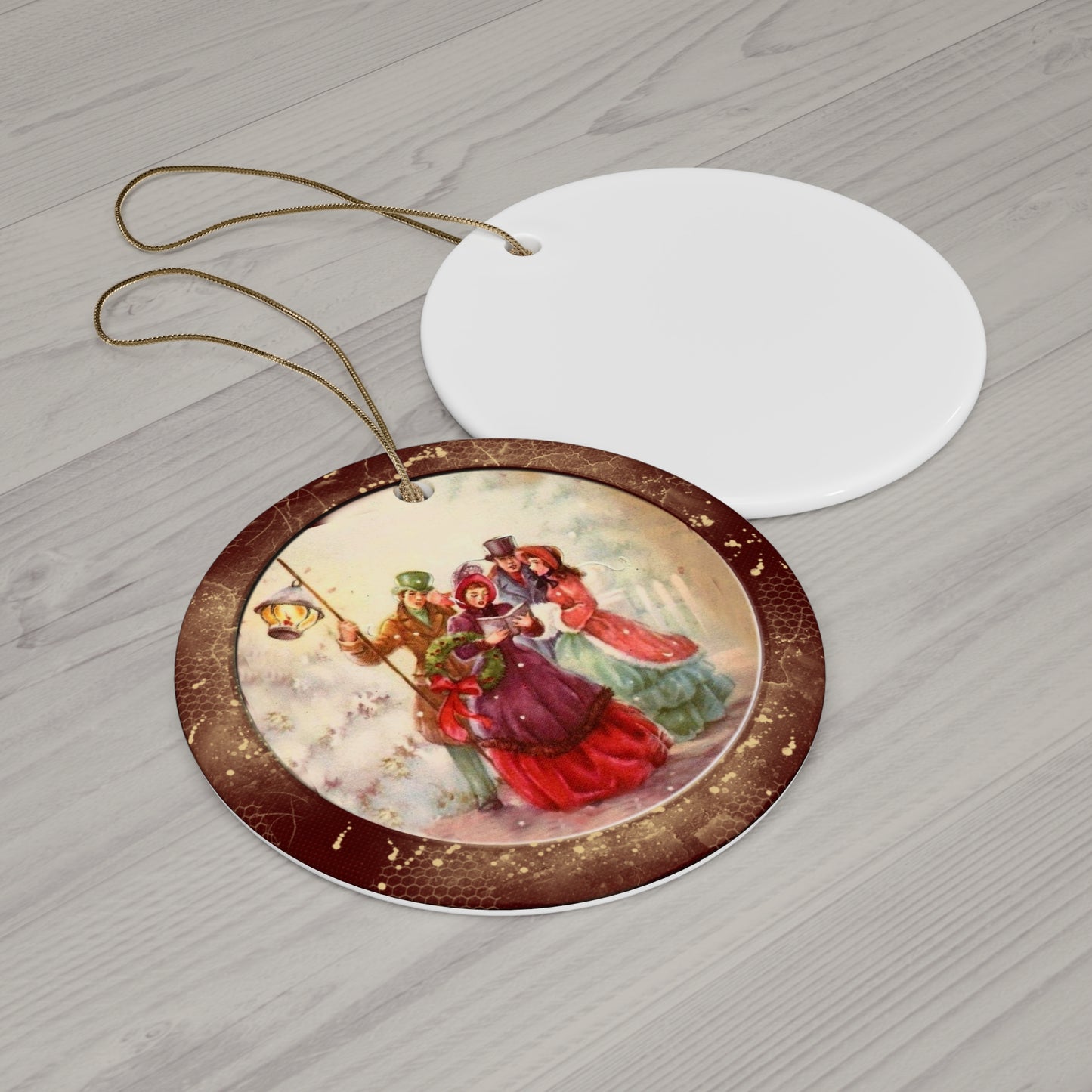 Christmas Carolers Ceramic Disc Ornament    Item #1324662