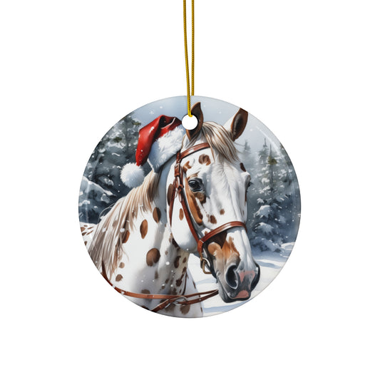 Horse Christmas Ceramic Disc Ornament      Item #1601362