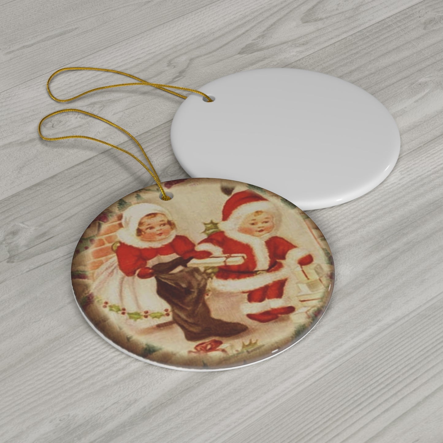 Christmas Kids Ceramic Disc Ornament           Item #6327084