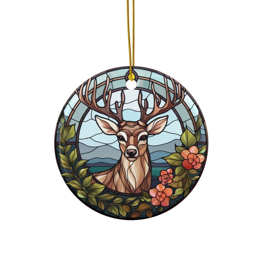 Christmas Deer With Flowers Ceramic Ornament         Item #9391782 - Buckshot's Bargain Barn