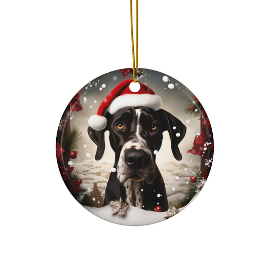 3D Dog With Santa Hat Breaking Out Ceramic Disc Ornament               Item #6321703