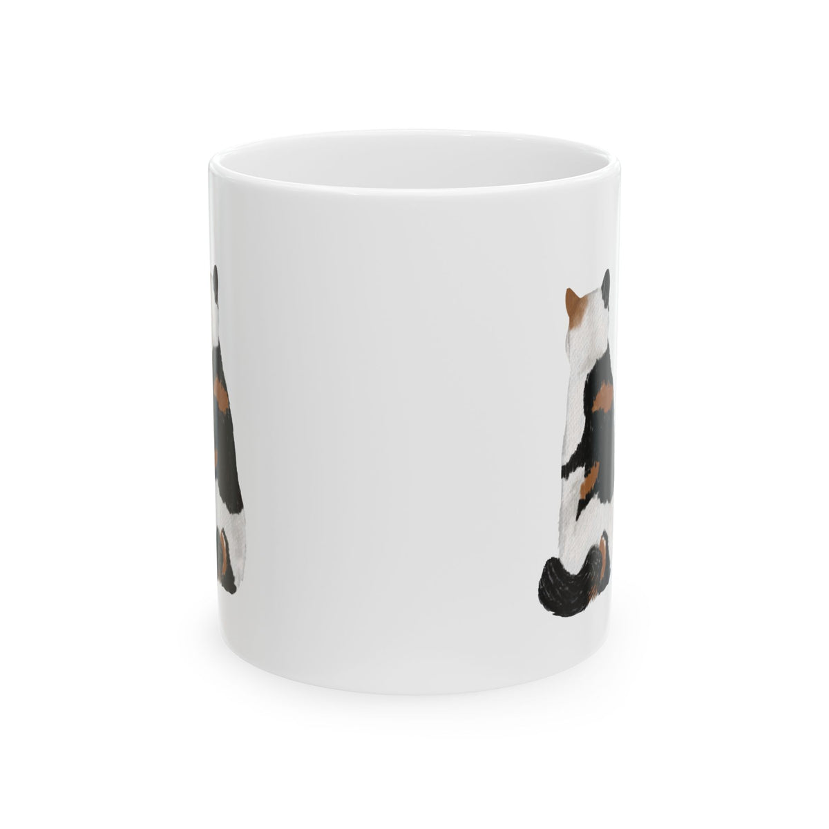 Calico Cat Ceramic Mug – Cute Cat Illustration Coffee Cup 11oz    Item #803
