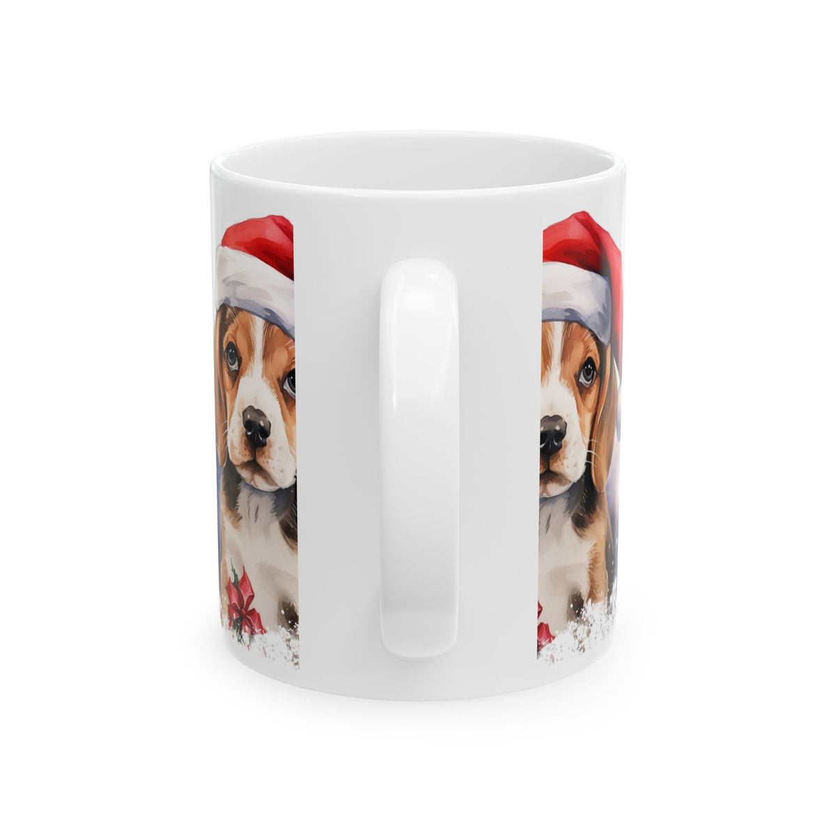 Christmas Beagle Mug – Cute Puppy in Santa Hat Ceramic Coffee Cup 11oz  Item #738949