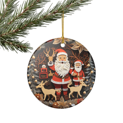 Santa and Reindeer Christmas Ceramic Ornament    Item #992899