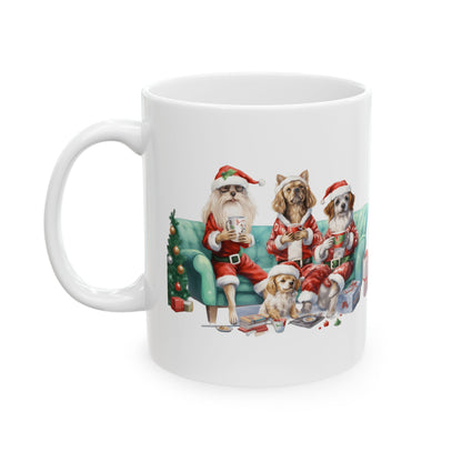 Christmas Dogs Dressed As Santa On Chair Christmas Mug 11oz  Item #725334