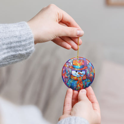 Colorful Stained Glass Snowman Christmas Ornament   Item #618807