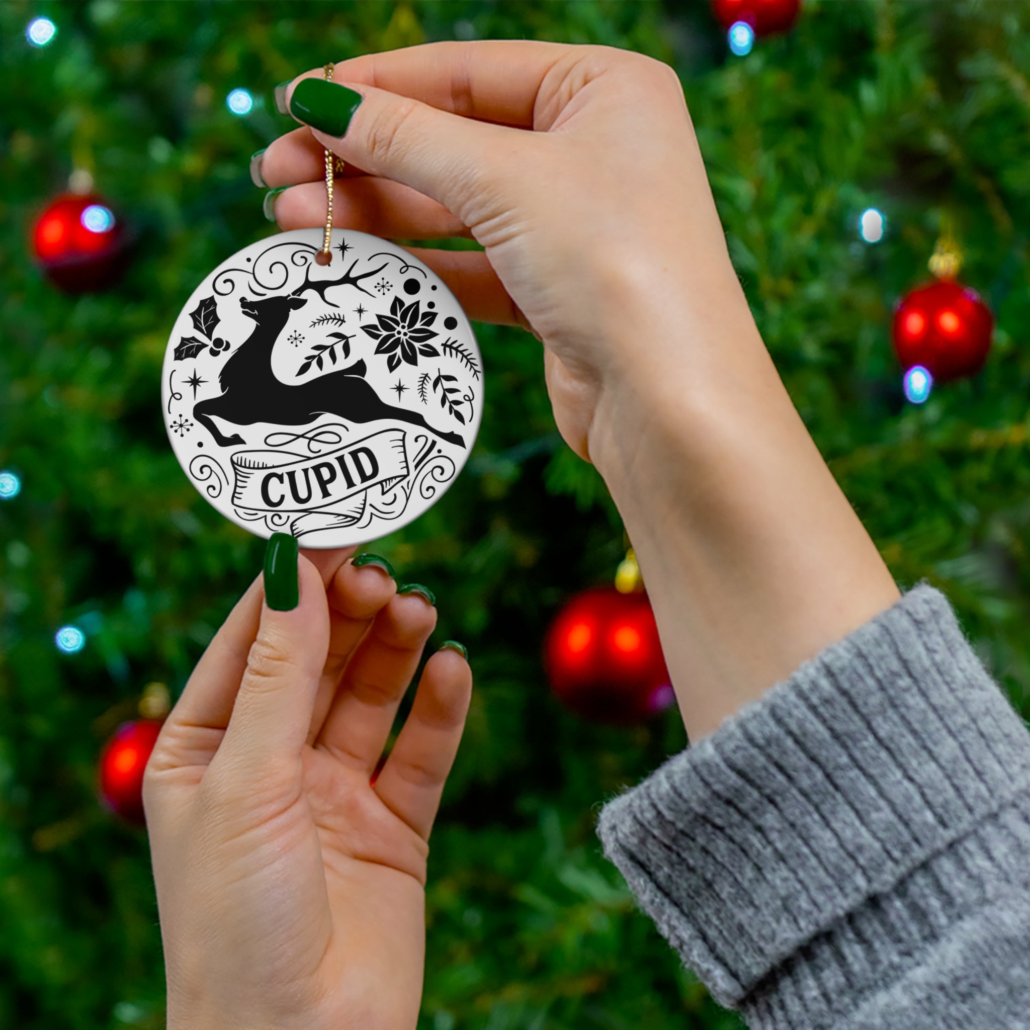 Cupid Ceramic Disc Ornament        Item #7051449