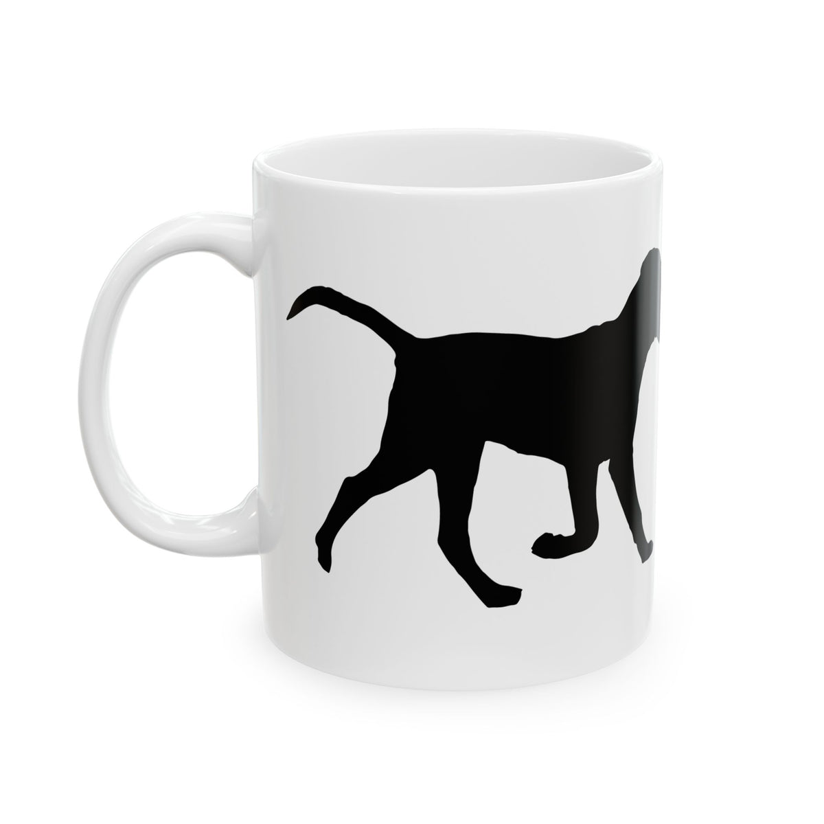 Labrador Dog Silhouette Ceramic Mug – Black Puppy Wraparound Coffee Cup for Dog Lovers 11oz  Item#276323