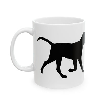 Labrador Dog Silhouette Ceramic Mug – Black Puppy Wraparound Coffee Cup for Dog Lovers 11oz  Item#276323