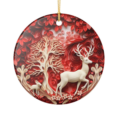 Red Forest Deer Ceramic Ornament    Item #98371