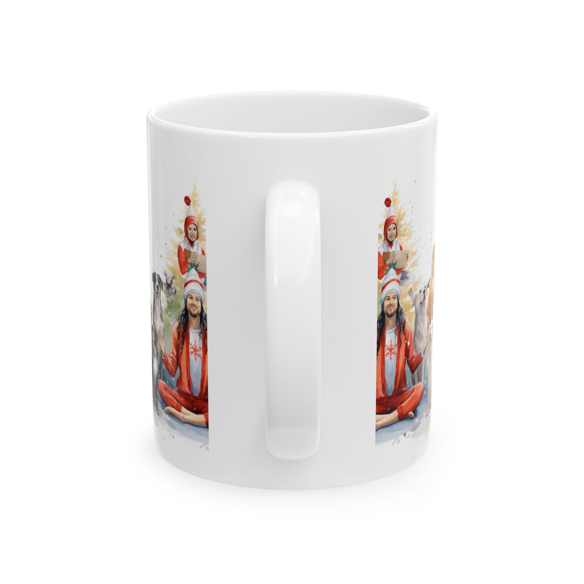 Christmas Yoga Dog Mug – Holiday Meditation with Dogs Ceramic Coffee Cup 11oz  Item #919883