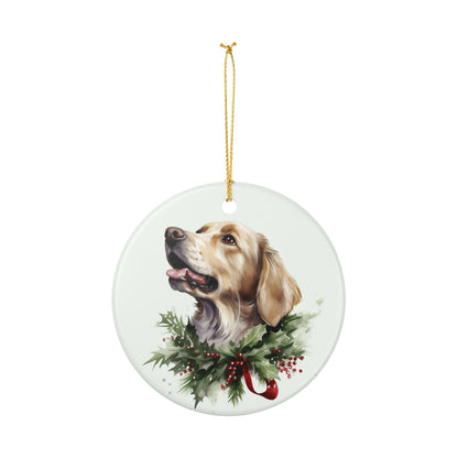 Golden Retriever Christmas Ceramic Ornament    Item #10924
